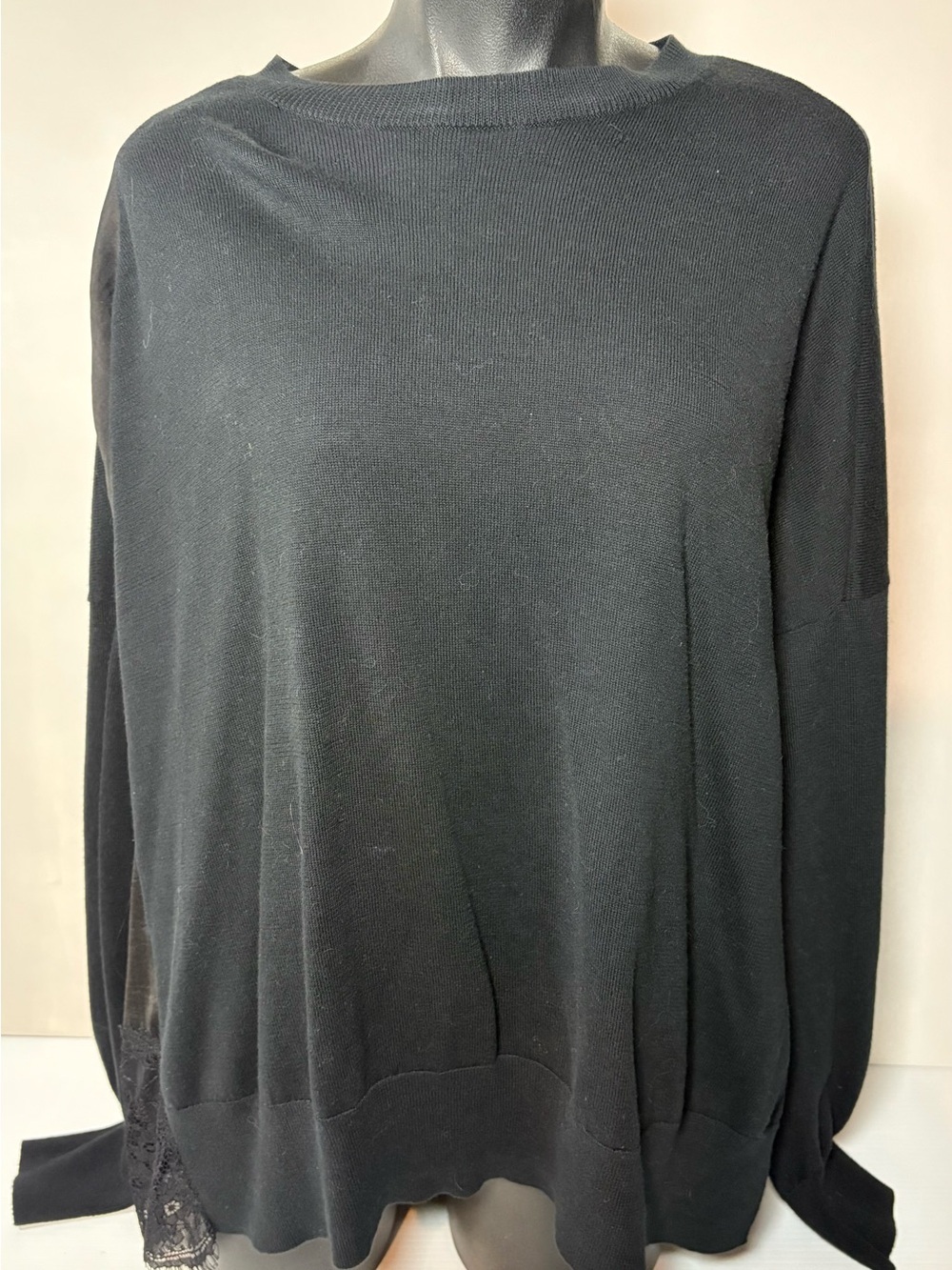 All Saints Black Crewneck Pullover Sweater